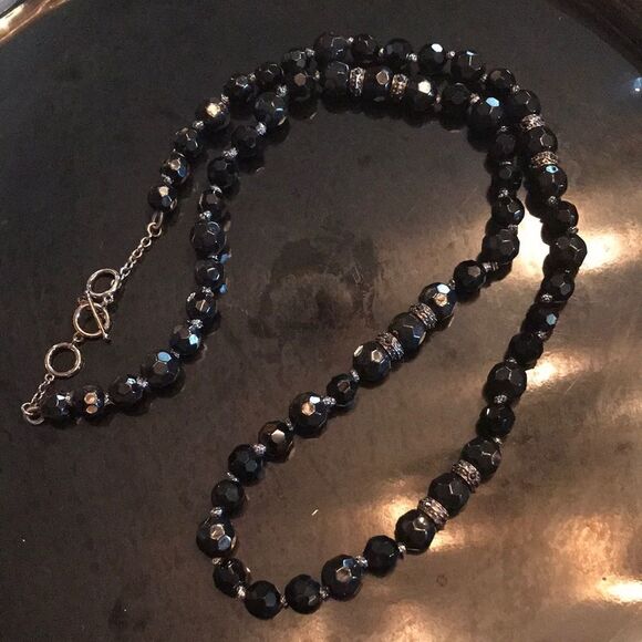 Monet 32” Necklace with black and silver beads - Picture 2 of 3